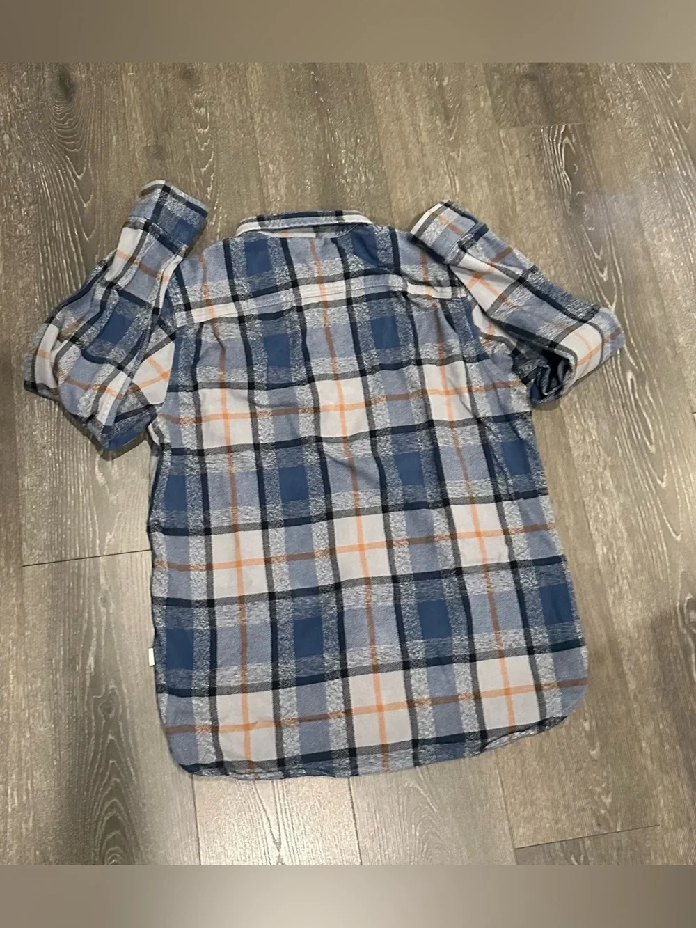 The North Face Men's Navy and Tan Plaid Button-Down Shirt Size Large